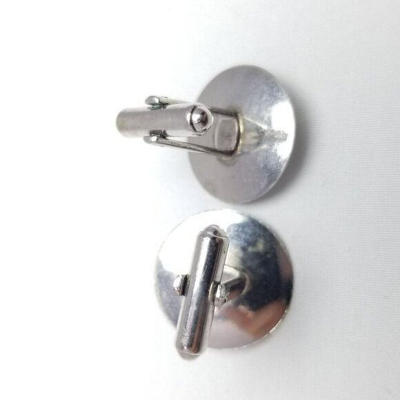 Vintage P.R.K Sterling Silver Round Cufflinks, Bullet Back, Mid Century Style - Picture 3 of 8